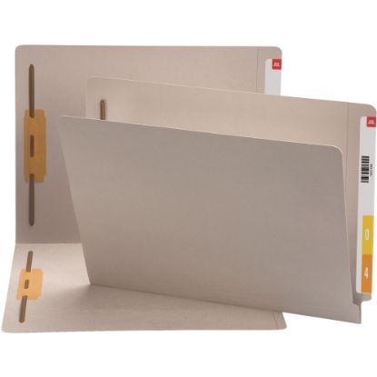 Picture of Smead End-Tab Colored Fastener Folders With Shelf-Master Reinforced Tab And 2 Fasteners, 3/4in Expansion, Letter Size, Gray, Box Of 50 Folders