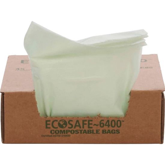 Picture of EcoSafe-6400 Compostable Compost Bags, 0.85 mil, 13-Gallon, Green, Box Of 45