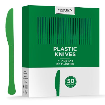 Picture of Amscan 8019 Solid Heavyweight Plastic Knives, Festive Green, 50 Knives Per Pack, Case Of 3 Packs