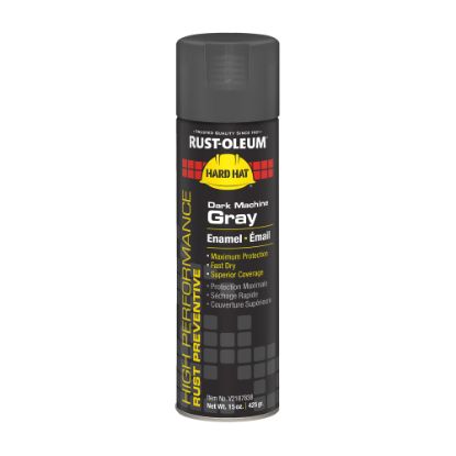 Picture of Rust-Oleum Hard Hat High Performance V2100 System Rust Preventive Enamel Spray Paint, 15 Oz, Gloss Dark Machine Gray, Case Of 6 Cans