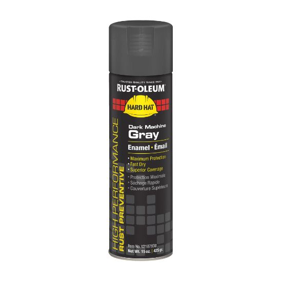 Picture of Rust-Oleum Hard Hat High Performance V2100 System Rust Preventive Enamel Spray Paint, 15 Oz, Gloss Dark Machine Gray, Case Of 6 Cans