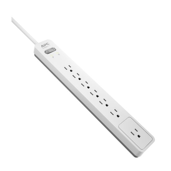 Picture of APC Essential SurgeArrest 7-Outlet Surge Protector, 6ft Cord, White/Gray, PE76WG