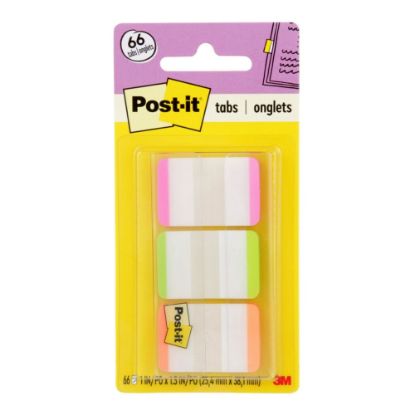 Picture of Post-it Notes Durable Filing Tabs, 1in x 1-1/2in, Green/Orange/Pink Color Bars, 22 Flags Per Pad, Pack Of 3 Pads