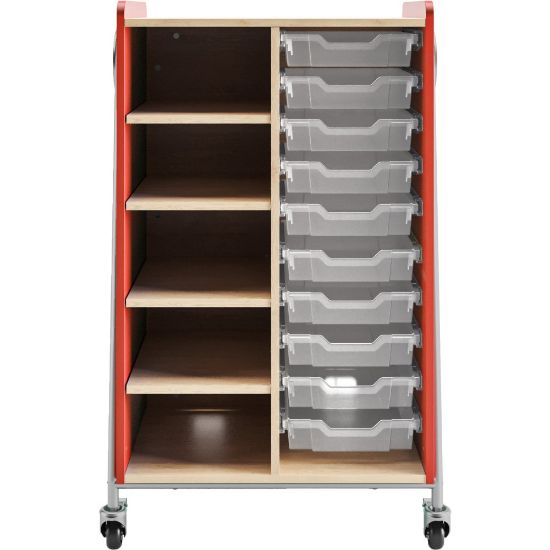 Picture of Safco Whiffle Double-Column 10-Drawer Storage Cart, 48inH x 30inW x 19-3/4inD, Red