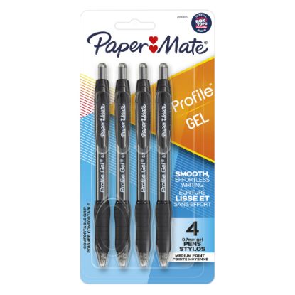 Picture of Paper Mate Gel Pen, Profile Retractable Pen, 0.7mm, Black, 4 Count