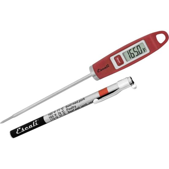 Picture of Escali Gourmet Digital Thermometer - Ergonomic Design, Pocket Clip, Comfortable, Comfort Grip Handle - For Meat, Poultry, Beef, Lamb, Food - Red