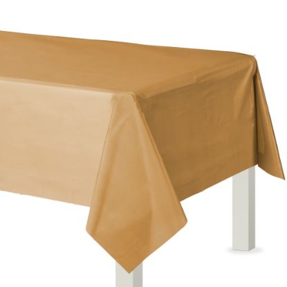 Picture of Amscan Flannel-Backed Vinyl Table Covers, 54in x 108in, Gold, Set Of 2 Covers