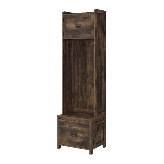 Picture of Ameriwood Home Farmington Entryway Hall Tree With Storage Bench, 72inH x 19-13/16inW x 15-15/16inD, Brown