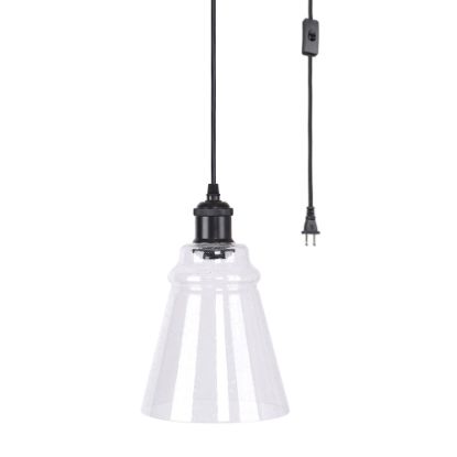 Picture of LumiSource Taurus Contemporary Pendant Ceiling Lamp, 7-1/2inW, Clear Shade/Oil-Rubbed Bronze Base