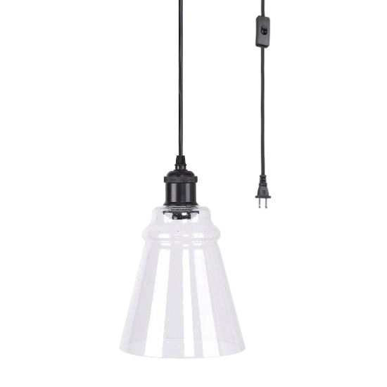 Picture of LumiSource Taurus Contemporary Pendant Ceiling Lamp, 7-1/2inW, Clear Shade/Oil-Rubbed Bronze Base