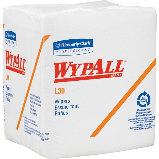 Picture of Wypall L30 Light Duty Wipers - Quarter-fold - 12.50in x 12in - White - Light Duty - For Face, Hand - 90 Quantity Per Pack - 1 / Pack