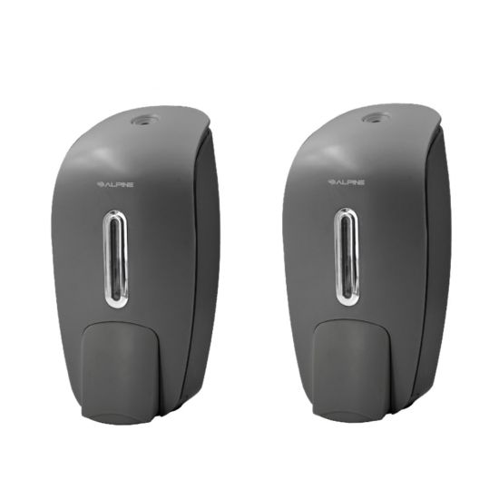 Picture of Alpine Wall-Mounted Hand Soap Dispensers, 9-5/8inH x 4-5/8inW x 4-1/8inD, Gray, Pack Of 2 Dispensers