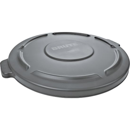 Picture of Rubbermaid Commercial Brute 32-Gallon Container Flat Lids - Round - Plastic - 6 / Carton - Gray