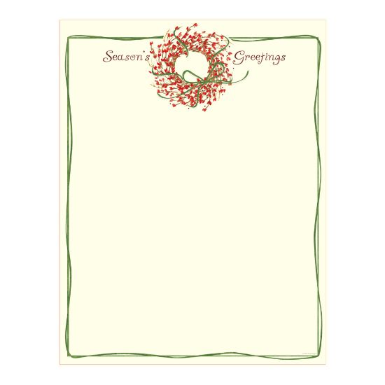 Picture of Great Papers! Holiday-Themed Letterhead Paper, 8 1/2in x 11in, Seasons Greetings Wreath, Pack Of 80 Sheets