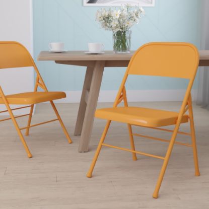 Picture of Flash Furniture HERCULES COLORBURST Metal Triple-Braced Folding Chair, Orange Marmalade