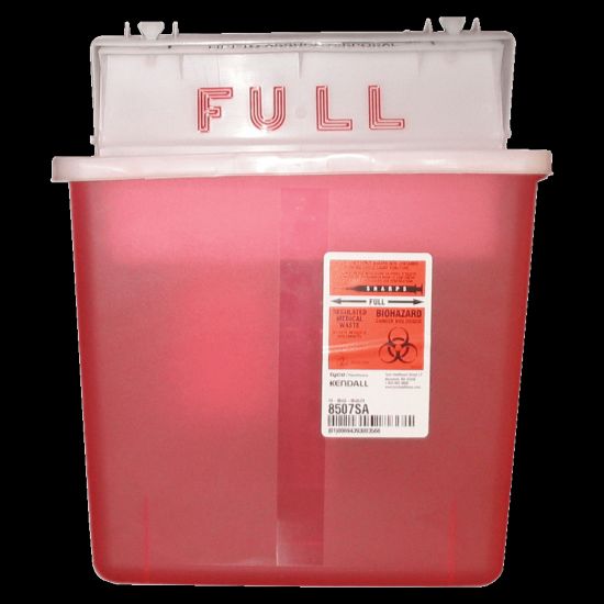 Picture of Unimed Sharpstar Container With Counter Balanced Lid, 5 Quart, Transparent Red