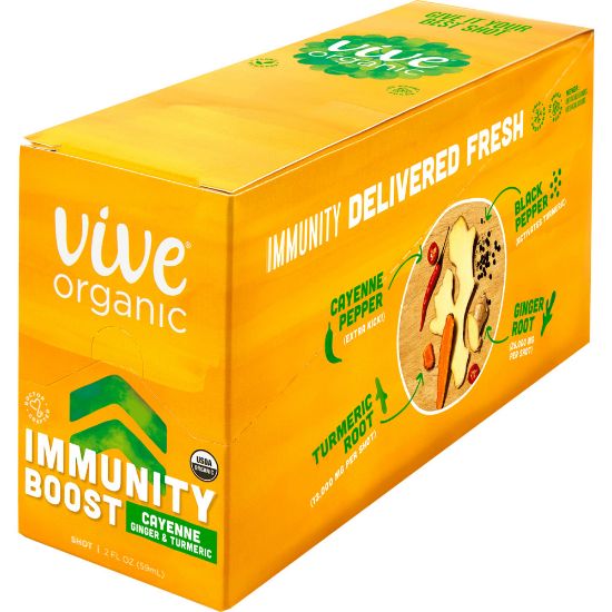 Picture of Vive Organic Immunity Boost Wellness Shots, Cayenne, Ginger and Turmeric, 2 Oz, Pack Of 12 Shots