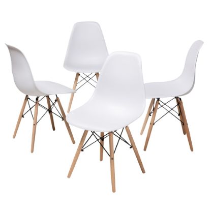 Picture of Baxton Studio Mid-century Modern Dining Chair, White/Beech Wood