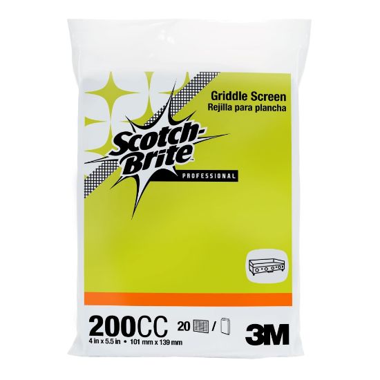 Picture of Scotch-Brite 200CC Griddle Screen Pads, 4in x 5 1/2in, Brown, 20 Pads Per Pack, Case Of 10 Packs