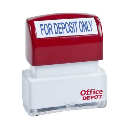 Picture of Office Depot Brand Pre-Inked Message Stamp, "For Deposit Only", Blue