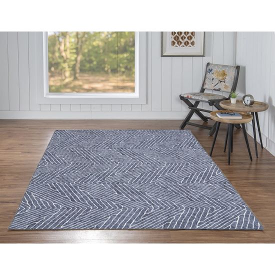 Picture of Linon Washable Indoor Rug, Shae, 5ft x 7ft, Gray/Ivory