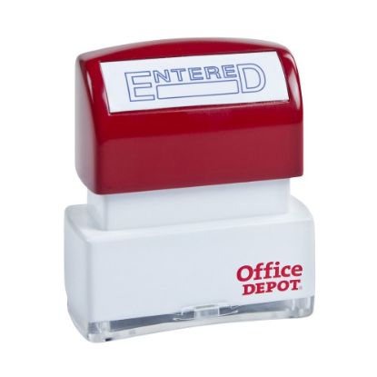 Picture of Office Depot Brand Pre-Inked Message Stamp, "Entered", Blue