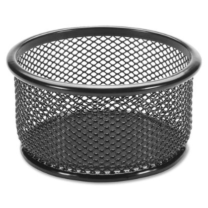 Picture of Lorell Mesh Round Paper Clip Holder, Black