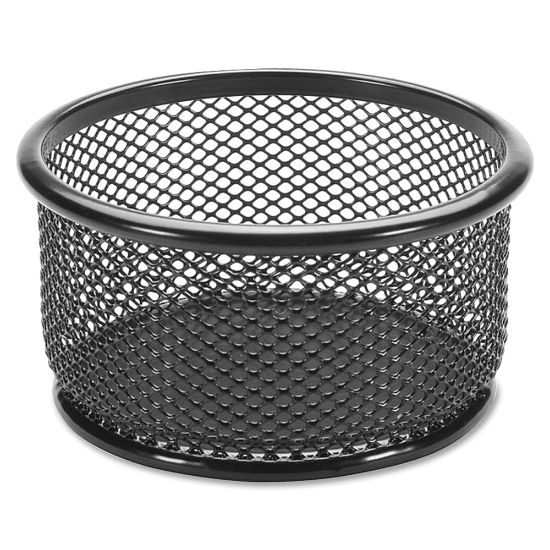 Picture of Lorell Mesh Round Paper Clip Holder, Black