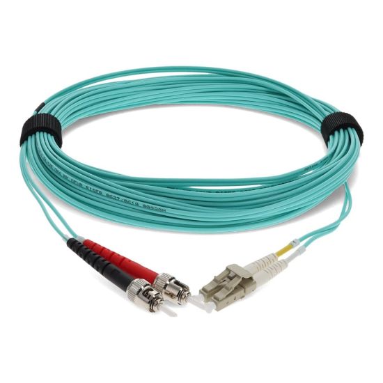 Picture of AddOn 9m LC to ST OM4 Aqua Patch Cable - Patch cable - LC/UPC multi-mode (M) to ST/UPC multi-mode (M) - 9 m - fiber optic - duplex - 50 / 125 micron - OM4 - halogen-free - aqua