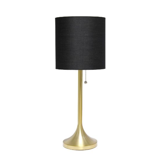 Picture of Simple Designs Tapered Table Lamp, 21inH, Black Shade/Gold Base