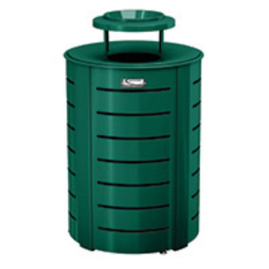 Picture of Suncast Commercial Metal Trash Can With Lid, 35-Gallon, Green