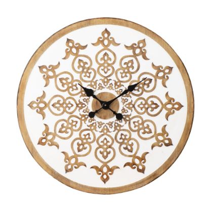 Picture of SEI Moravelle Round Wall Clock, 2inD, White/Natural/Black