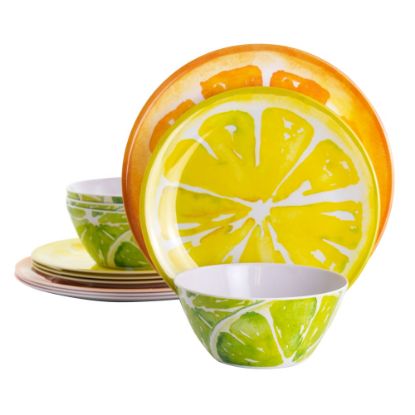 Picture of Gibson Home Sunny Citrus 12-Piece Dinnerware Set, Green