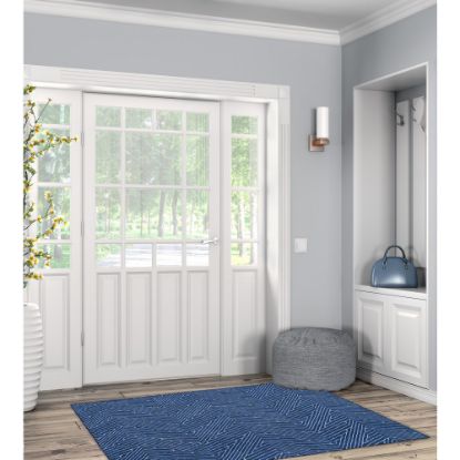 Picture of Linon Washable Indoor Rug, Shae, 3ft x 5ft, Blue/Ivory