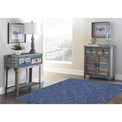 Picture of Linon Washable Indoor Rug, Shae, 5ft x 7ft, Blue/Ivory