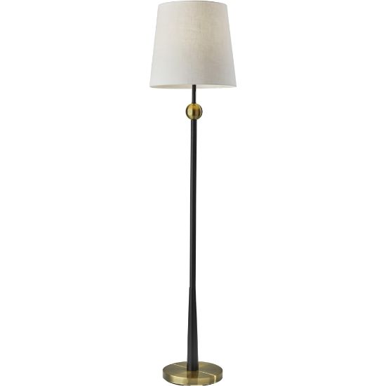 Picture of Adesso Francis Floor Lamp, 61inH, Off-White Shade/Black And Antique Brass Base