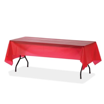 Picture of Genuine Joe Plastic Rectangular Table Covers - 108in Length x 54in Width - Plastic - Red - 24 / Carton