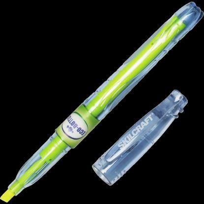 Picture of SKILCRAFT 100% Recycled Barrel Highlighters, Chisel Point, Fluorescent Yellow, Pack Of 12