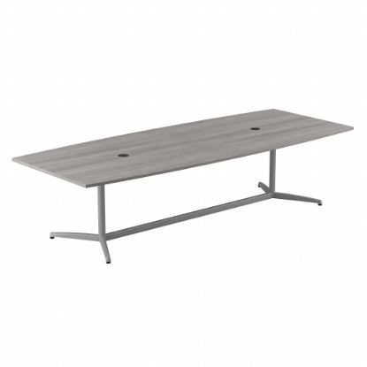 Picture of Bush Business Furniture 120inW x 48inD Boat-Shaped Conference Table With Metal Base, Platinum Gray, Standard Delivery