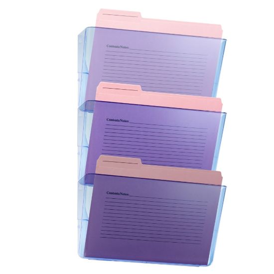 Picture of Officemate Blue Glacier Wall Files, 15in x 13in x 4 1/8in, Blue, Pack Of 3