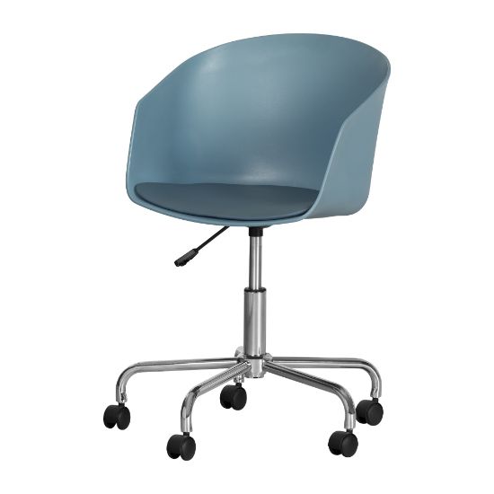 Picture of South Shore Flam Plastic Mid-Back Swivel Chair, Blue/Chrome