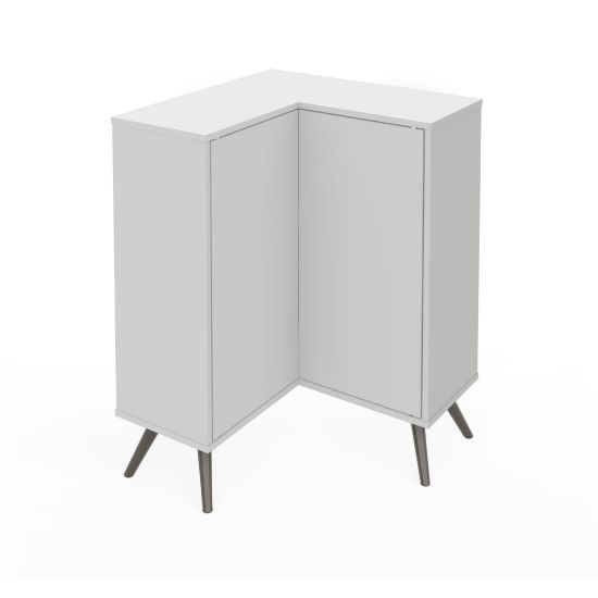 Picture of Bestar Krom 27inW Corner Storage Cabinet With Metal Legs, White