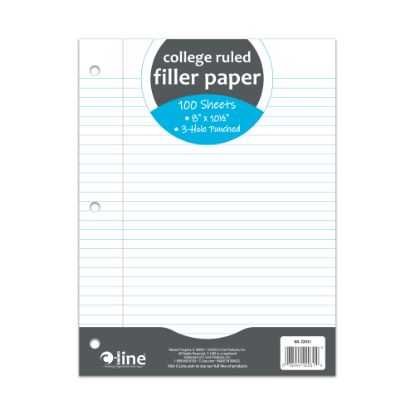 Picture of C-Line Filler Paper, 8in x 10-1/2in, College Rule, 100 Sheets Per Ream, White, Pack Of 36 Reams