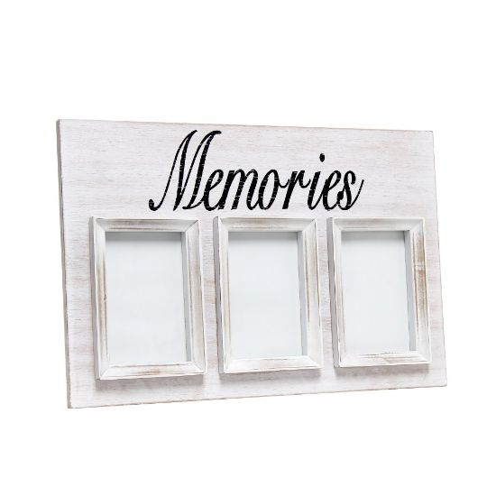 Picture of Elegant Designs 3-Photo Collage Picture Frame, 12in x 18in, Whitewash Memories