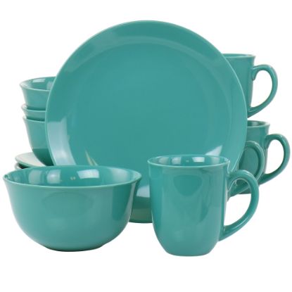 Picture of Gibson Home Mercer 12-Piece Round Stoneware Dinnerware Set, Teal