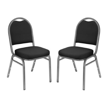 Picture of National Public Seating 9200 Series: Dome-Back  Premium Fabric Upholstered Banquet Stack Chair, Ebony Black Seat/Silvervein Frame, Set Of 2