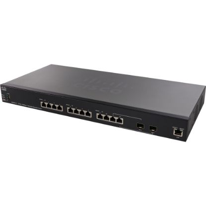 Picture of Cisco SX350X-12 12-Port 10GBase-T Stackable Managed Switch - 12 Ports - Manageable - 10 Gigabit Ethernet - 10GBase-T - 2 Layer Supported - Modular - Twisted Pair, Optical Fiber - Rack-mountable - Lifetime Limited Warranty