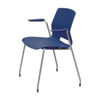 Picture of KFI Studios Imme Stack Chair With Arms, Navy/Silver