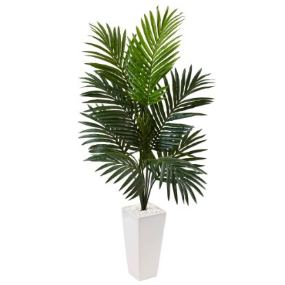 Picture of Nearly Natural 4-1/2ft Polyester Artificial Kentia Palm Tree with Tower Planter, Green/White