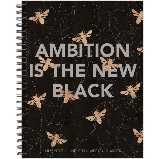 Picture of 2023-2024 Willow Creek Press Softcover Weekly/Monthly Academic Planner, 11-1/2in x 8in, Ambition Is The New Black, July 2023 To June 2024